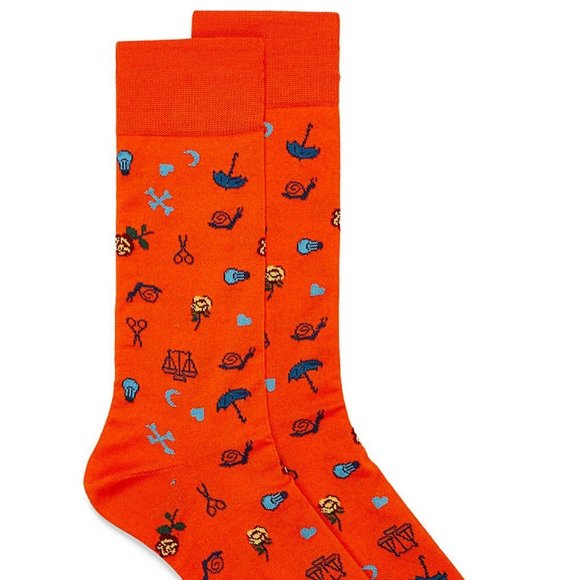 BUGATCHI Eclectic Symbol Socks  Orange - Picture 2 of 2